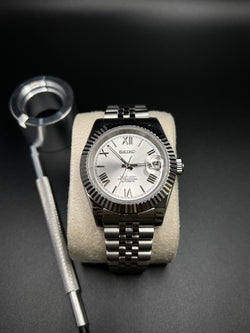 Datejust Roman White - Modified Mechanical Seiko Watch